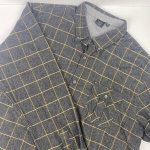 Burnside Plaid Shirt Mens 2XL Long Sleeve Button Down One Pocket Black‎ & Brown